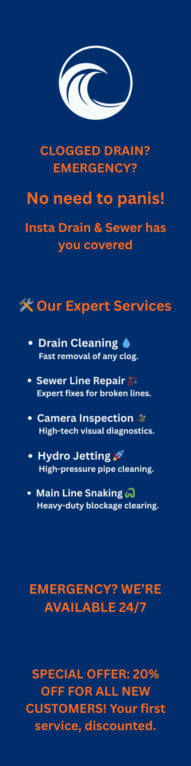 Emergency drain cleaning and sewer repair services in Philadelphia by Insta Drain & Sewer - 24/7 service